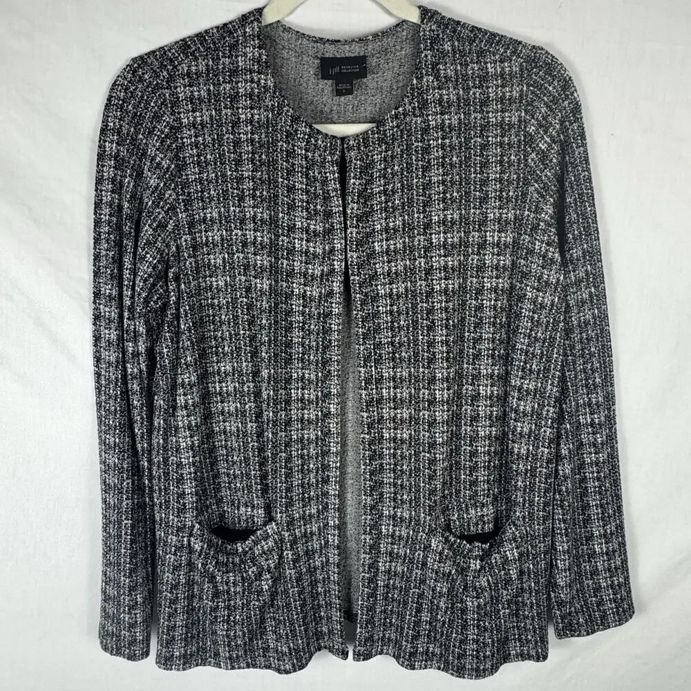 J. Jill NWOT Wearever Collection Blazer Cardigan S Black/White Preppy Office